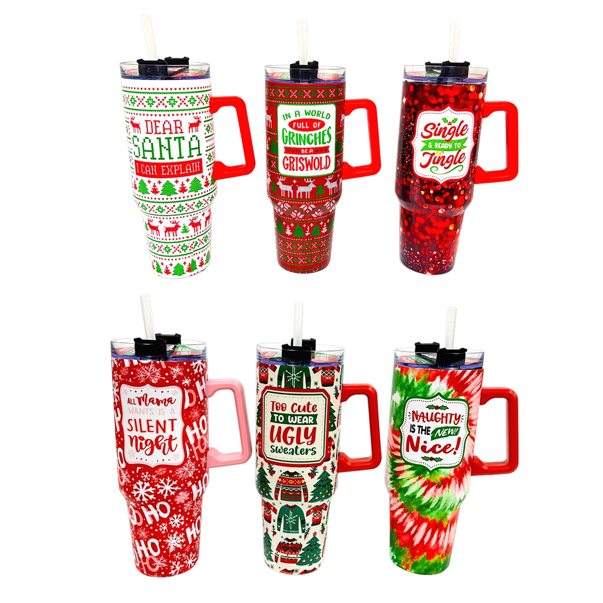 40 oz Insulated Stainless-Steel Holiday Cup - 6 Pieces Per Retail Ready Display 41709