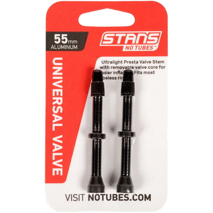55mm Tubeless Valve Stem, Pair - Black