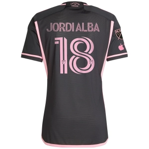 adidas Inter Miami Authentic Jordi Alba Royal Caribbean Away Jersey w/ MLS   Apple TV Patches 23/24 (Black/Bliss Pink)