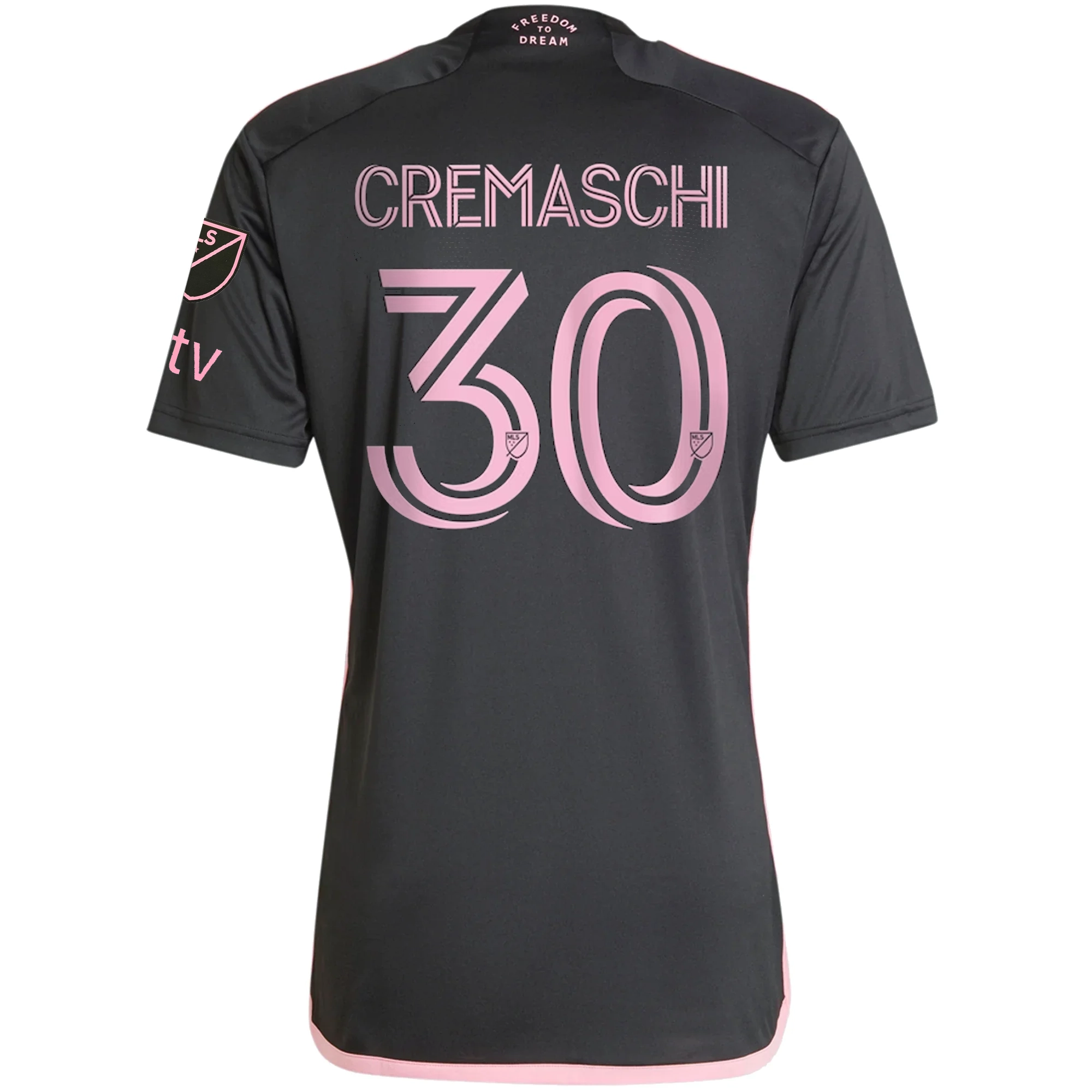 adidas Inter Miami Benjamin Cremaschi Royal Caribbean Away Jersey w/ MLS   Apple TV Patches 23/24 (Black/Bliss Pink)