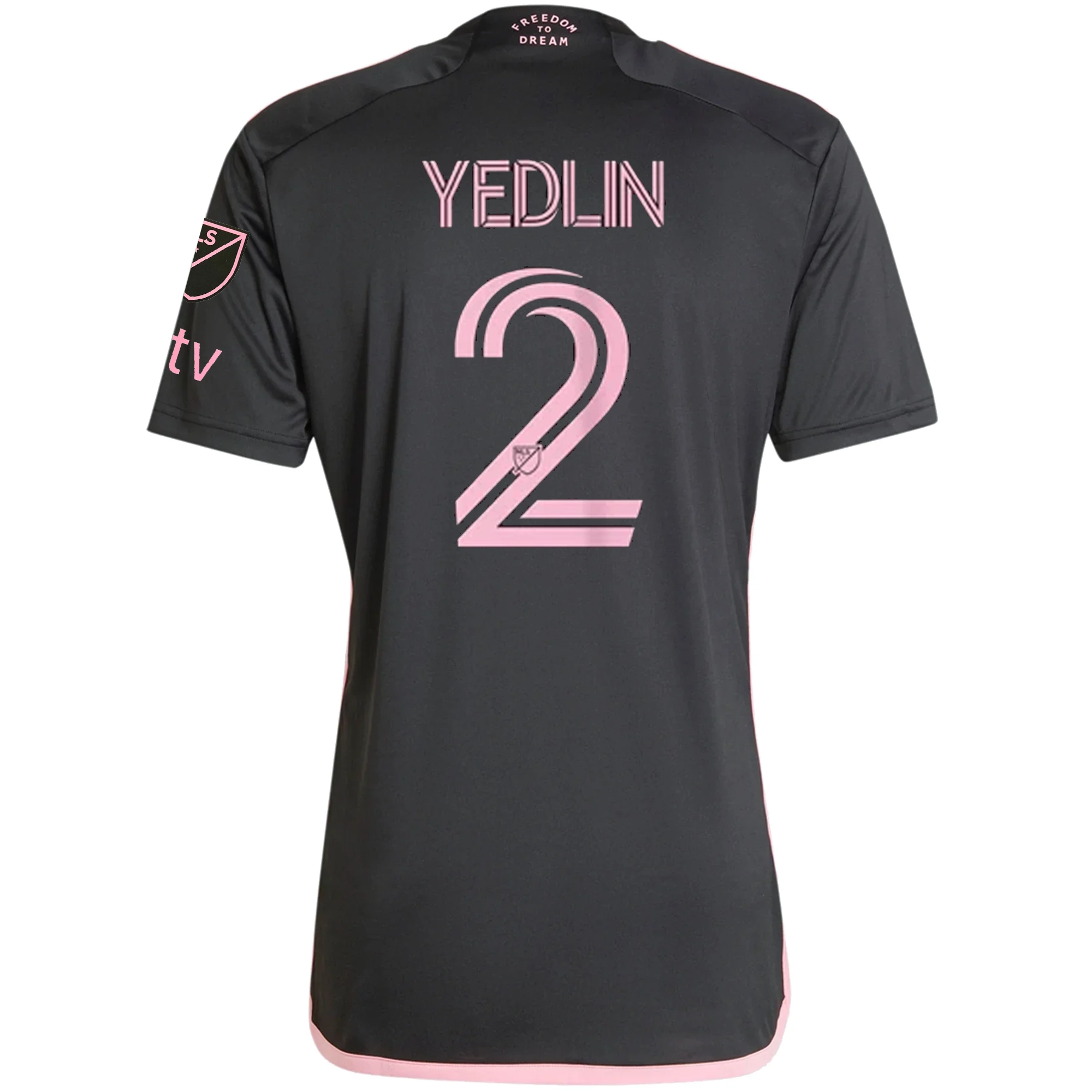 adidas Inter Miami DeAndre Yedlin Royal Caribbean Away Jersey w/ MLS   Apple TV Patches 23/24 (Black/Bliss Pink)