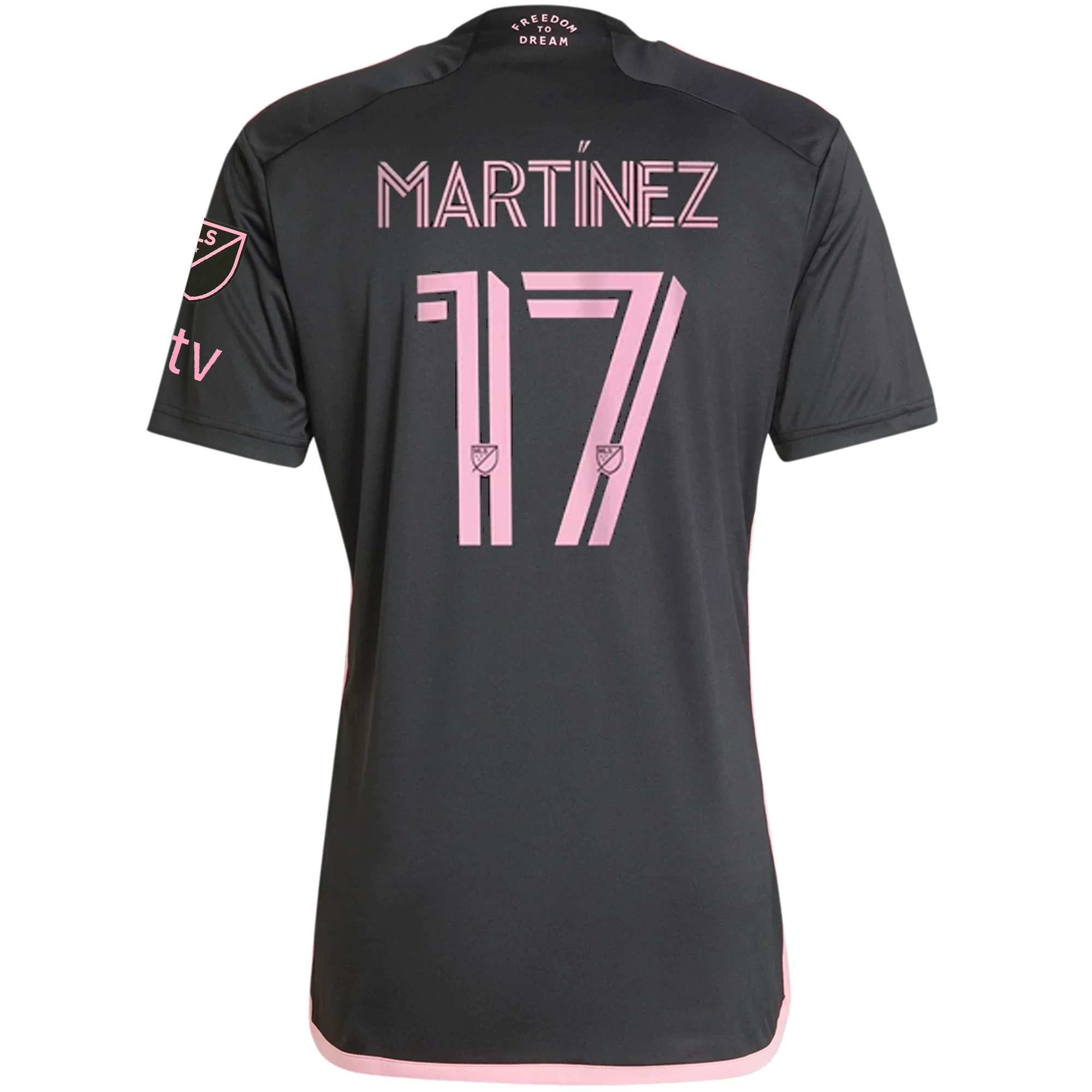 adidas Inter Miami Josef Martinez Royal Caribbean Away Jersey w/ MLS   Apple TV Patches 23/24 (Black/Bliss Pink)