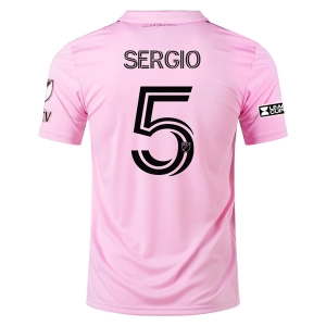 adidas Inter Miami Sergio Busquets Home Jersey 23/24 w/ MLS   Leagues Cup Patch   Match Details (True Pink/Black)