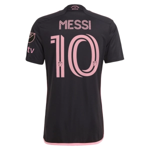 adidas Men's Inter Miami CF Lionel Messi Away Jersey W/ MLS   Apple TV Patches 23/24 (Black)