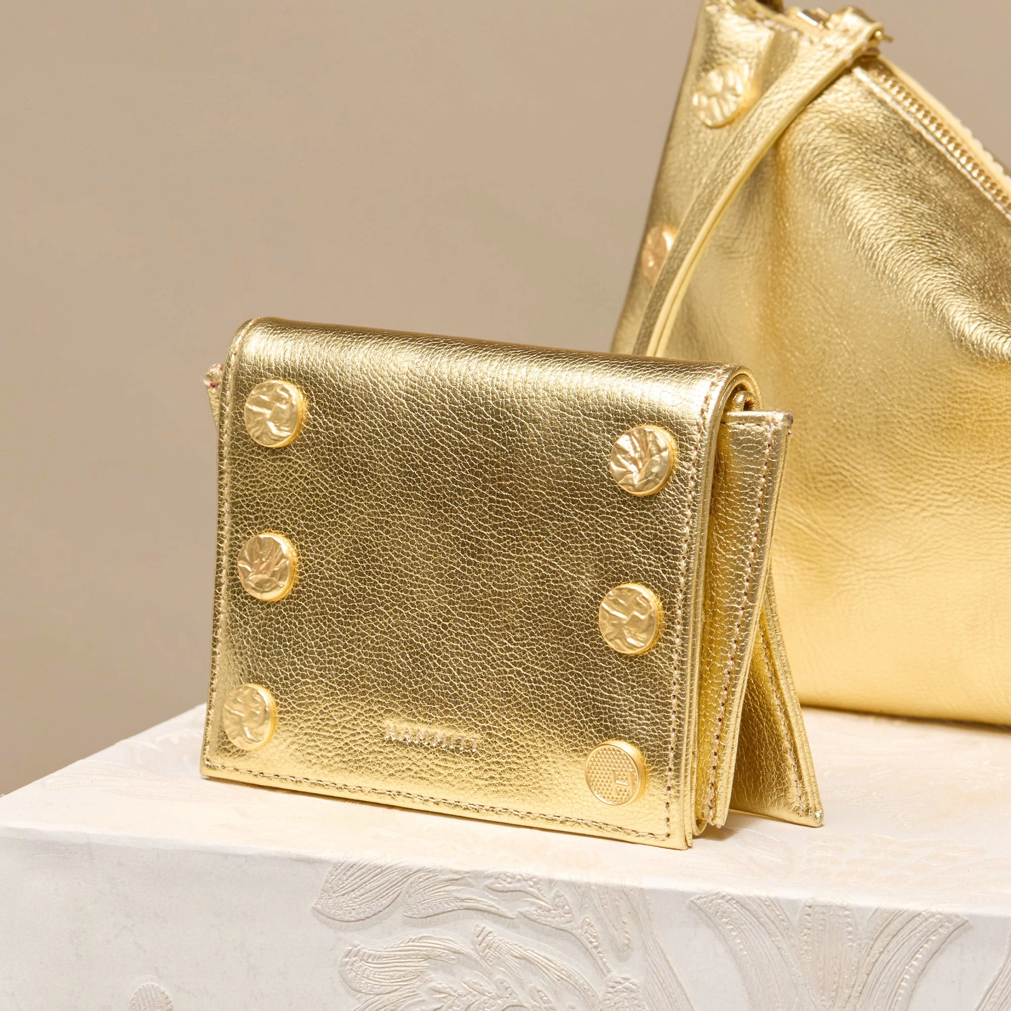 Allen Wallet | Gala Gold/Brushed Gold Hammered