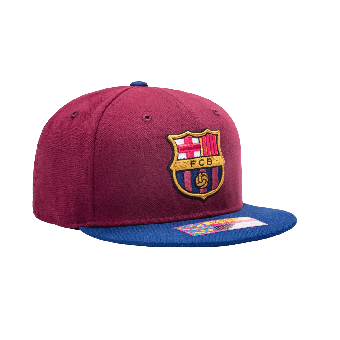 Barcelona FC Team 2 Tone Burgundy /Blue Snapback Hat
