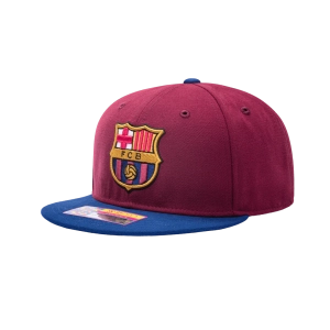 Barcelona FC Team 2 Tone Burgundy /Blue Snapback Hat