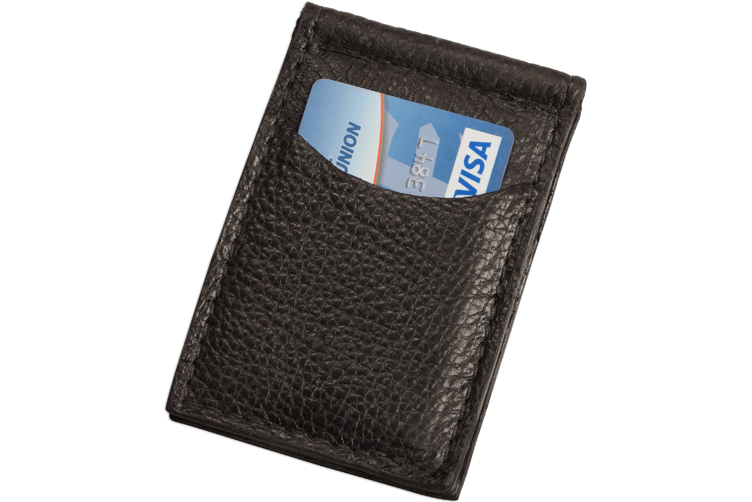 Black Bison Bifold Slim Profile Wallet With Money Clip