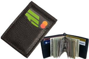 Black Bison Bifold Slim Profile Wallet With Money Clip
