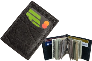 Black Elephant Bifold Slim Profile Wallet With Money Clip
