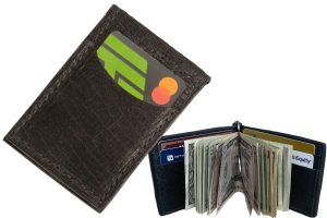 Black Hippopotamus Bifold Slim Profile Wallet With Money Clip