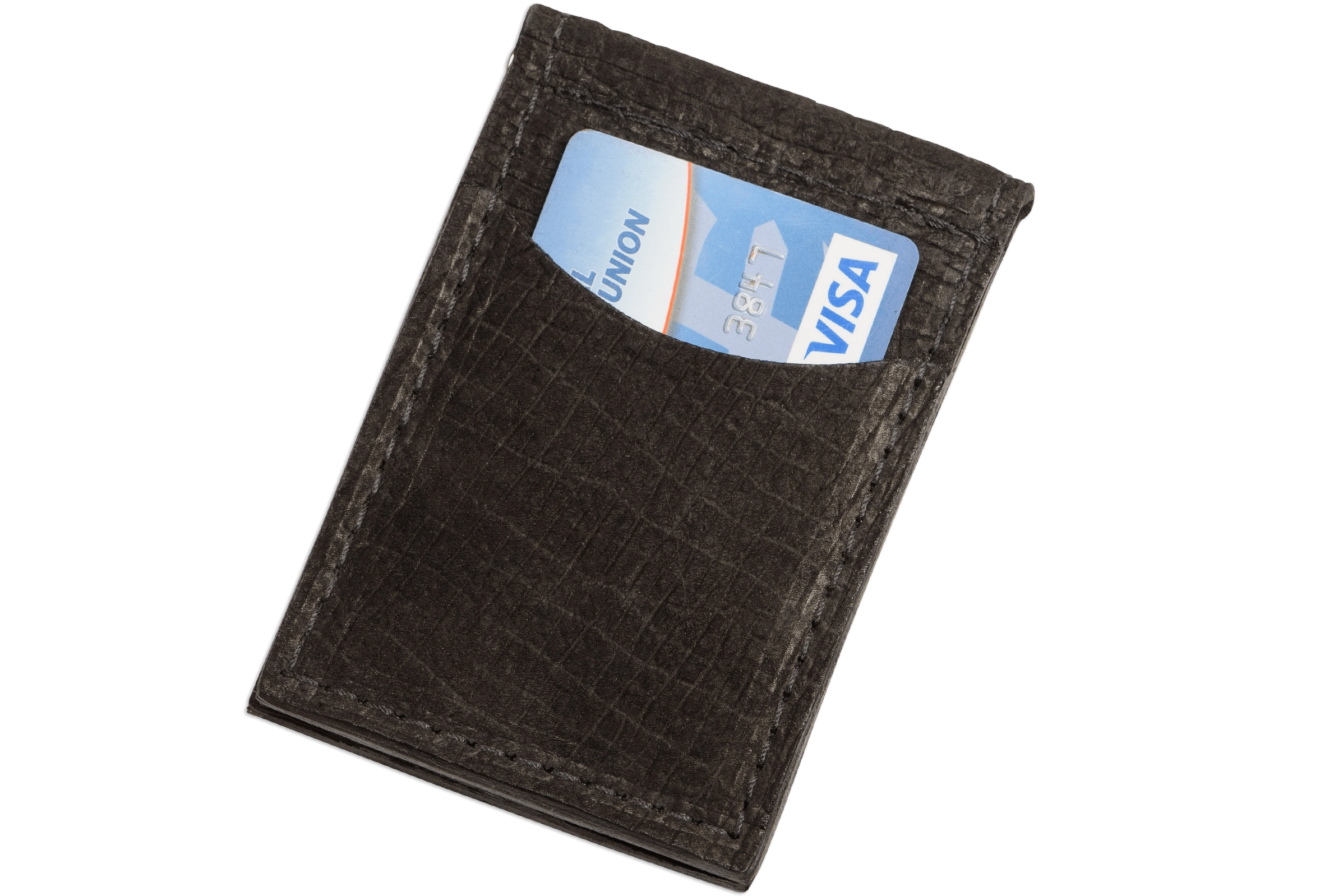 Black Hippopotamus Bifold Slim Profile Wallet With Money Clip
