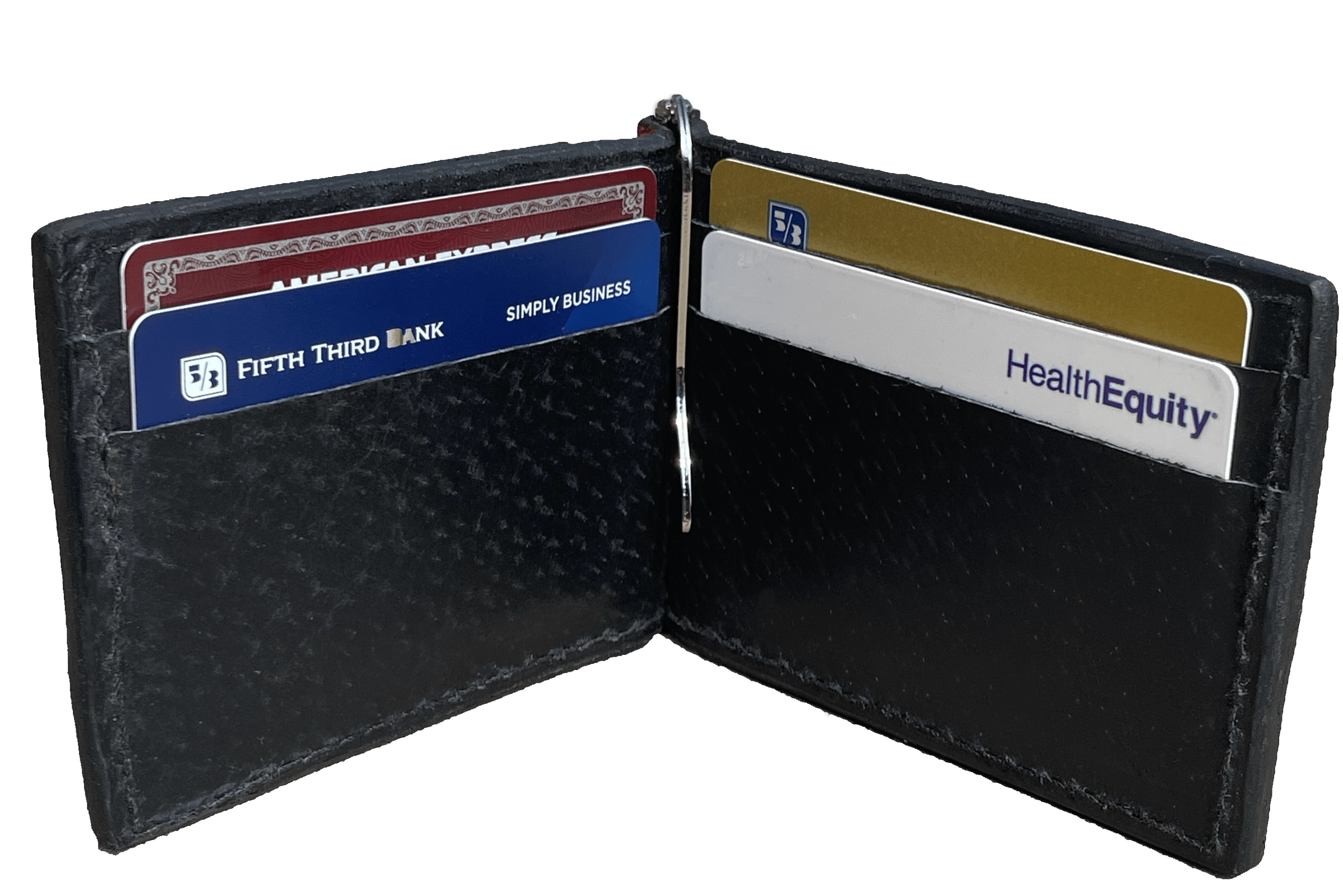 Black Hippopotamus Bifold Slim Profile Wallet With Money Clip