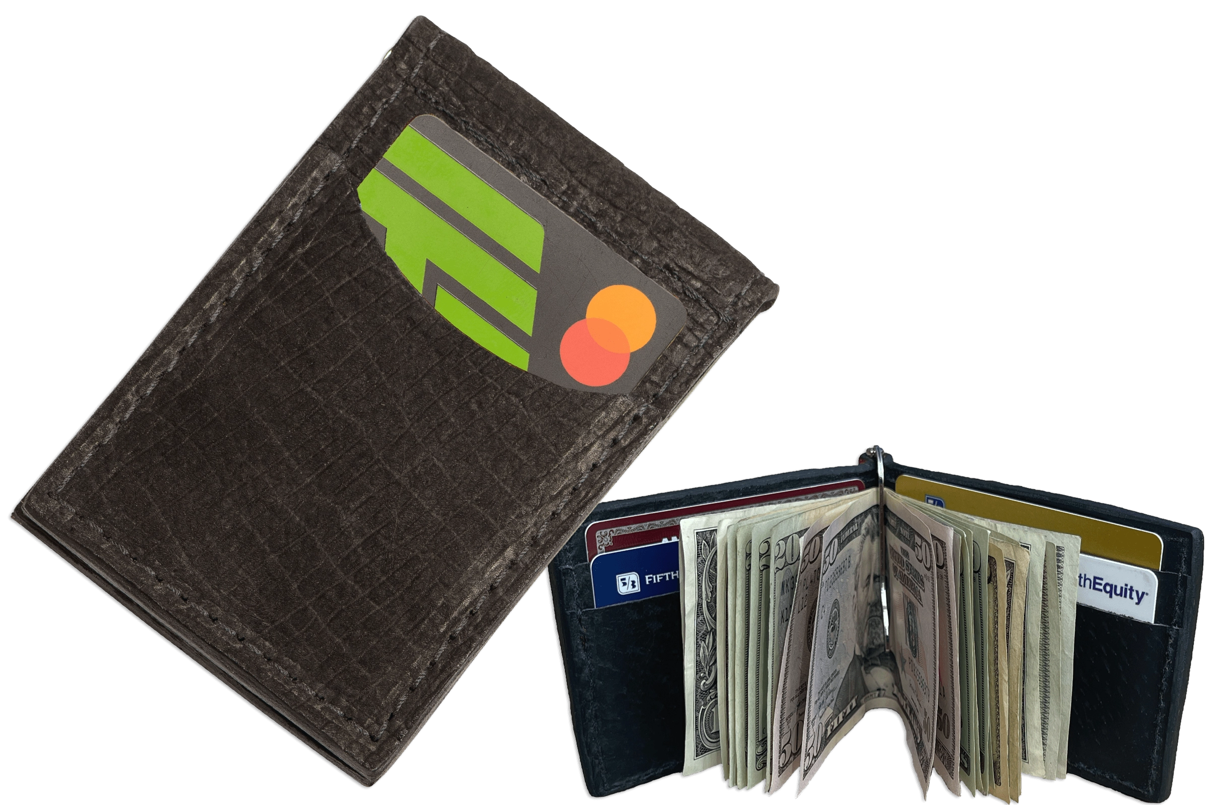 Black Hippopotamus Bifold Slim Profile Wallet With Money Clip