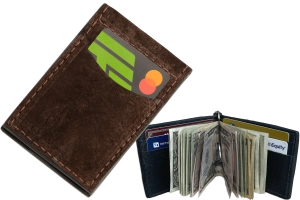 Brown Hippopotamus Bifold Slim Profile Wallet With Money Clip