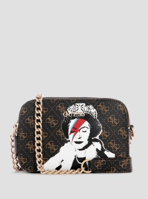Brown Logo Queen Crossbody Bag