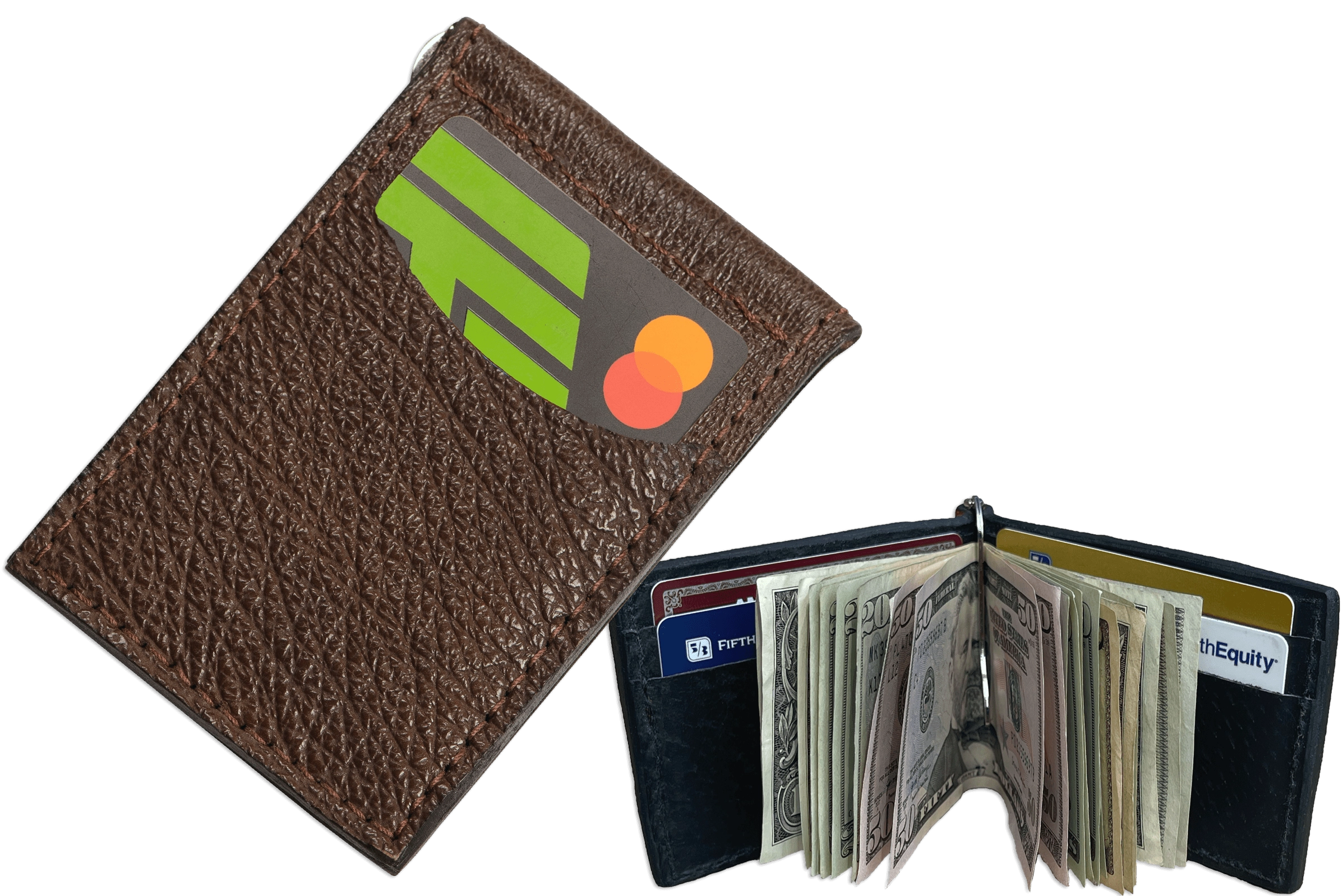 Brown Shark Bifold Slim Profile Wallet With Money Clip