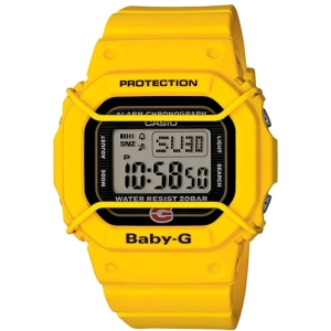Casio Women's Watch - Baby-G Black and Grey Digital Dial Yellow Resin Strap | BGD500-9