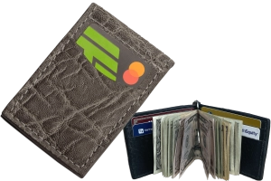 Charcoal Gray Elephant Bifold Slim Profile Wallet With Money Clip
