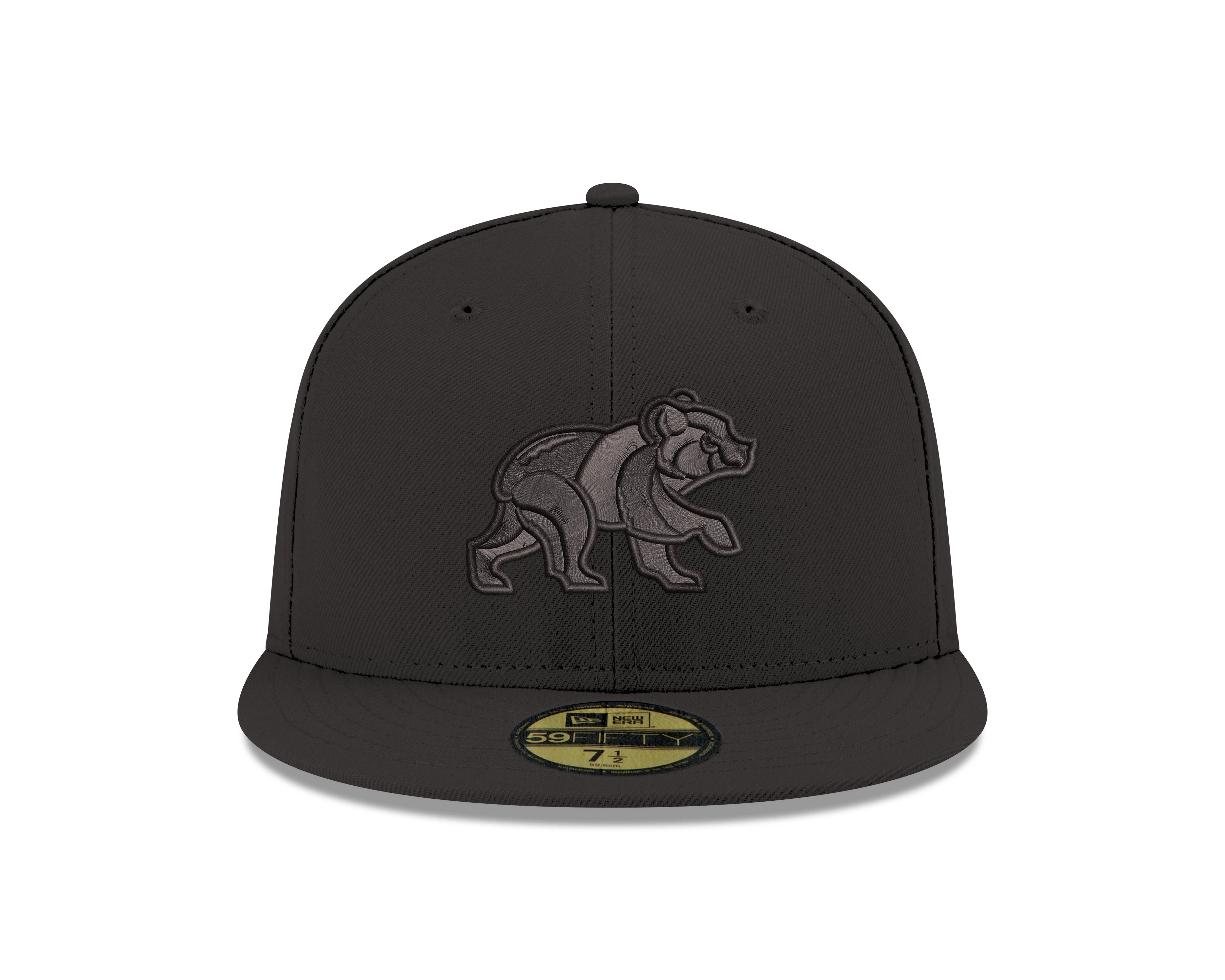 Chicago Cubs Tonal Black On Black Spring Training Bear New Era 59FIFTY Fitted Hat