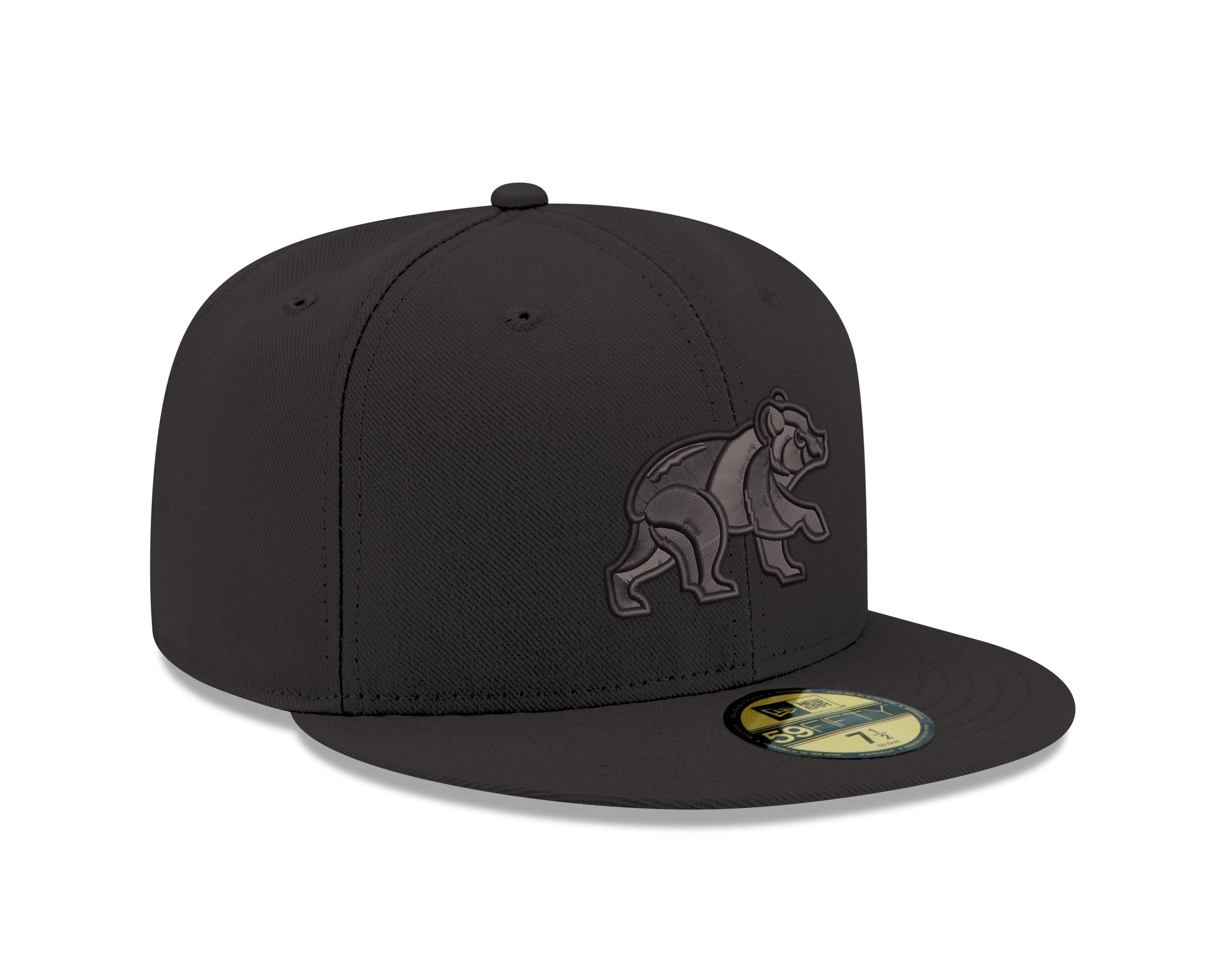 Chicago Cubs Tonal Black On Black Spring Training Bear New Era 59FIFTY Fitted Hat