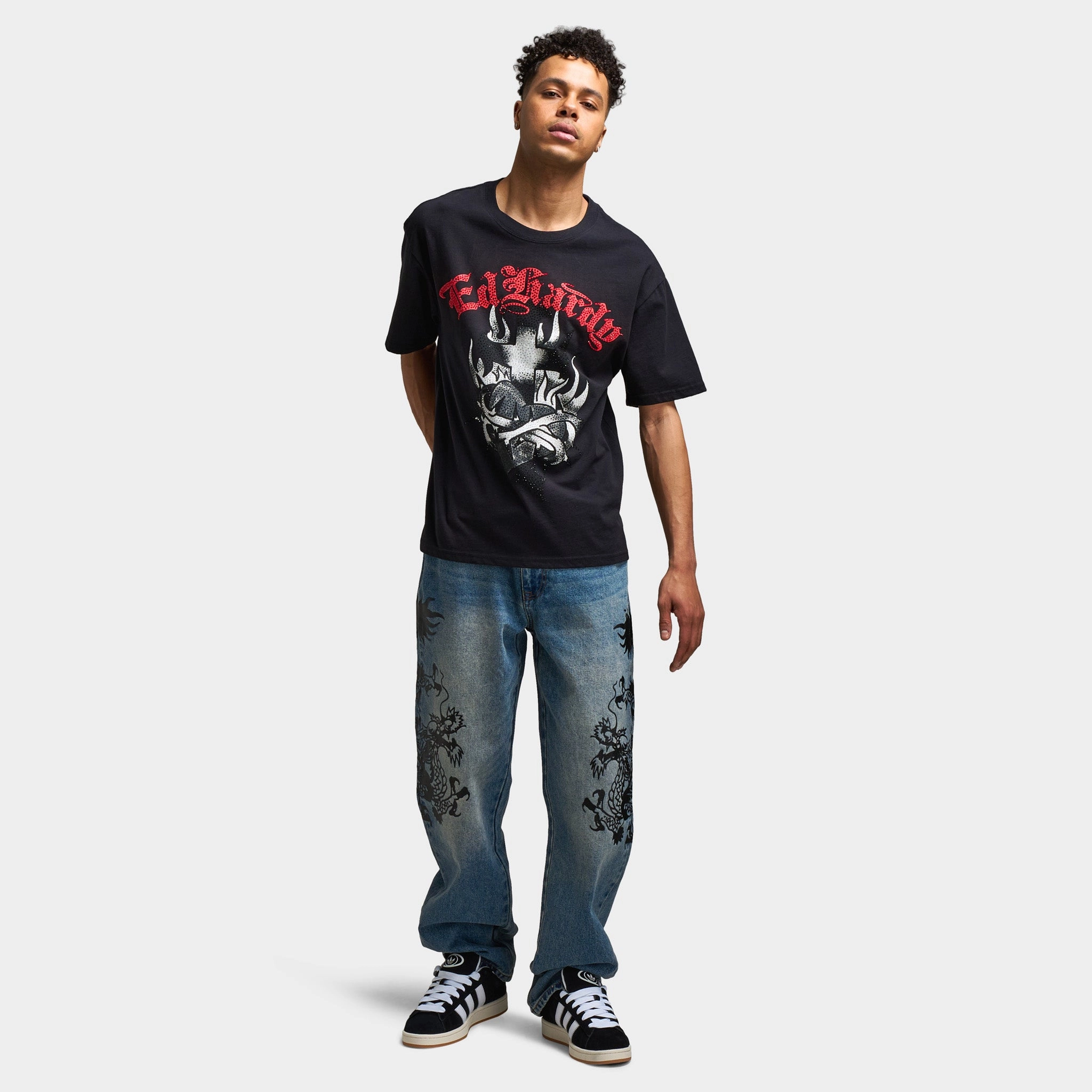 ED HARDY SACRED HEART VTG TEE / BLACK