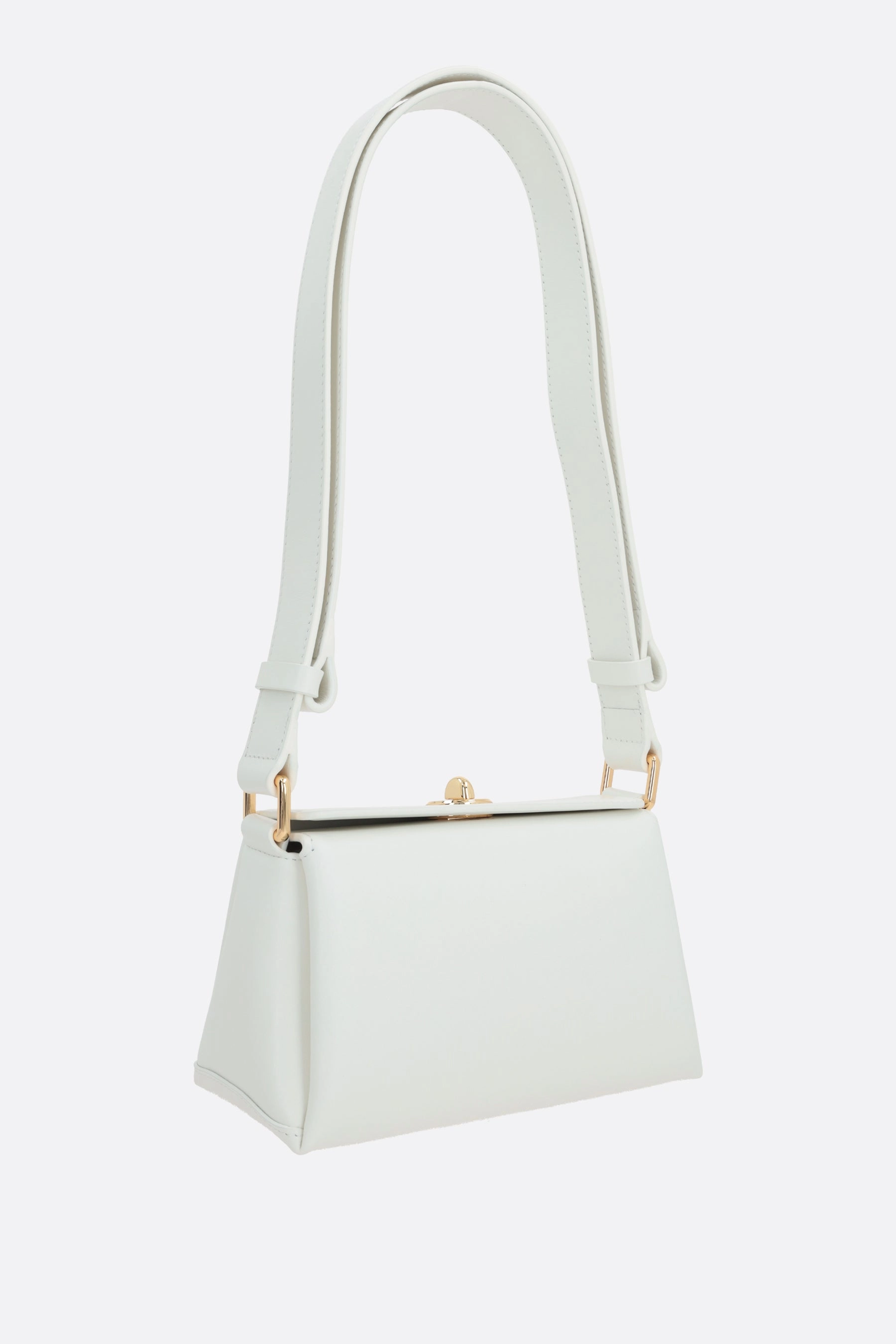 Folded mini shoulder bag in smooth leather