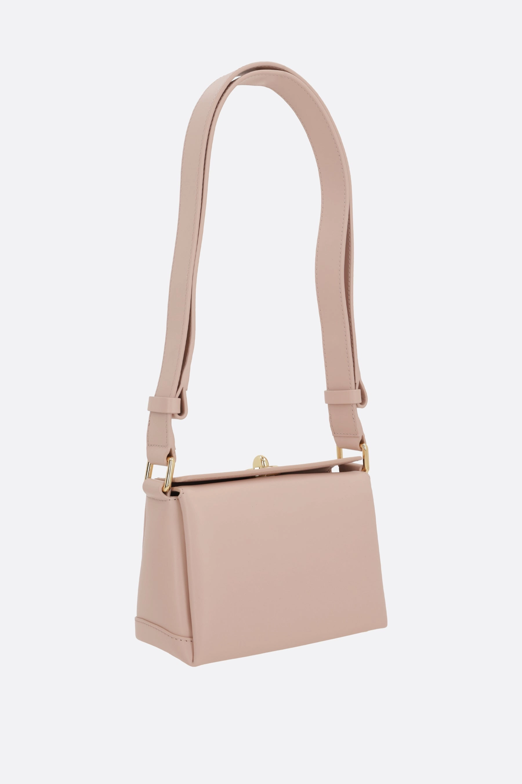 Folded mini shoulder bag in smooth leather