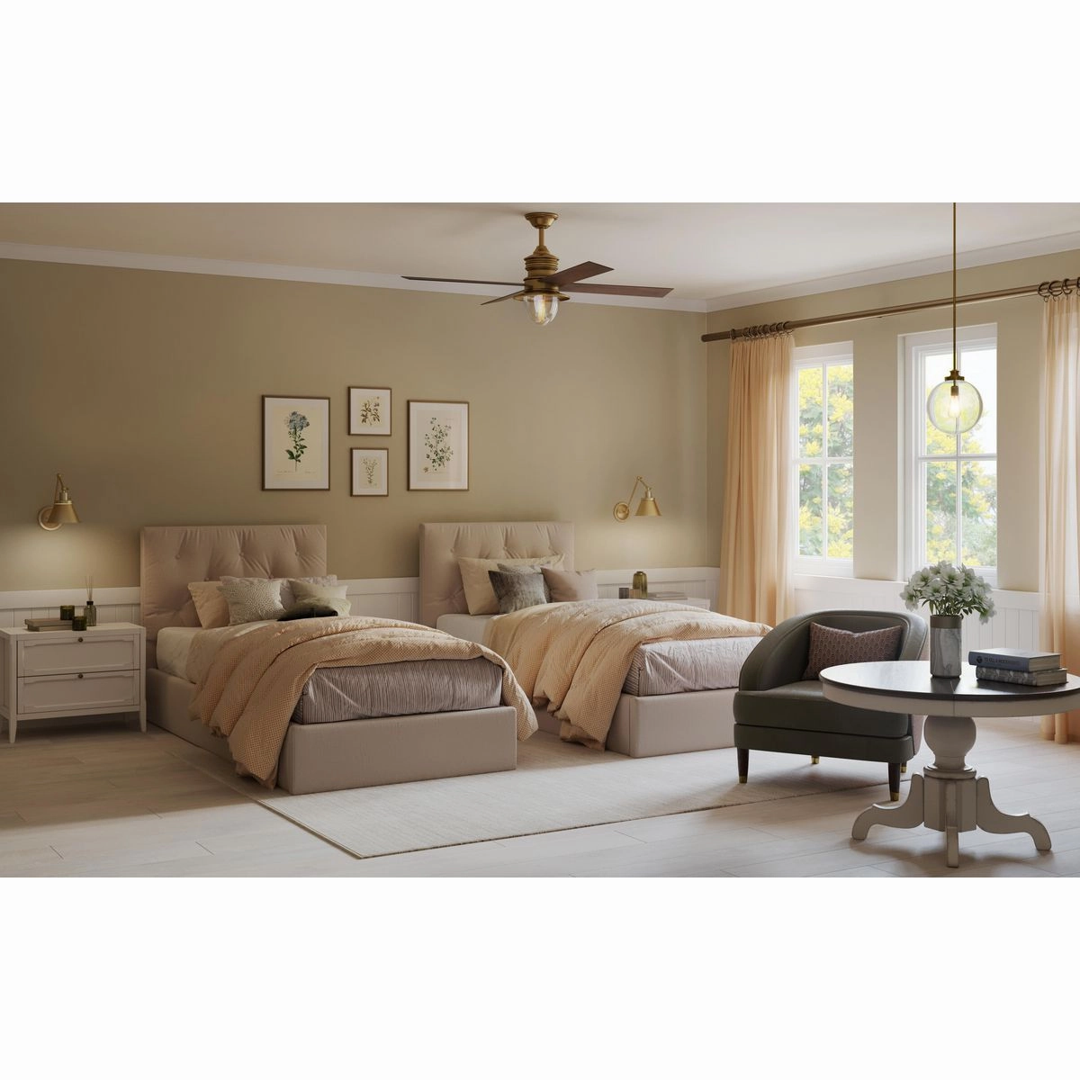 Gillen 56" 4-Blade LED Indoor/Outdoor Ceiling Fan with Light Kit and Clear Glass Shade