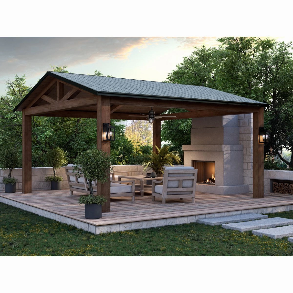 Gillen 56" 4-Blade LED Indoor/Outdoor Ceiling Fan with Light Kit and Clear Glass Shade
