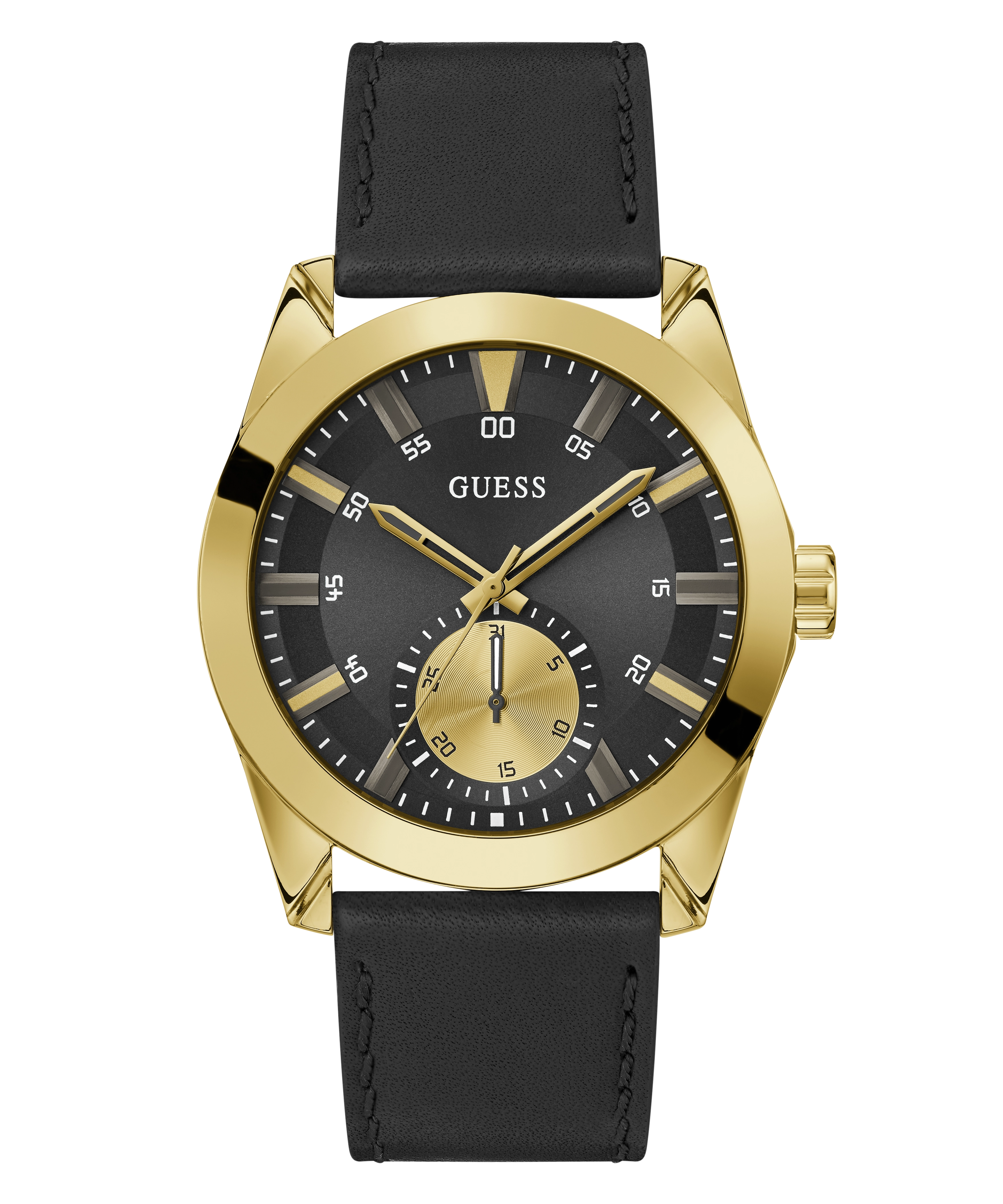 Guess Mens Black Gold Tone Multi-function Watch