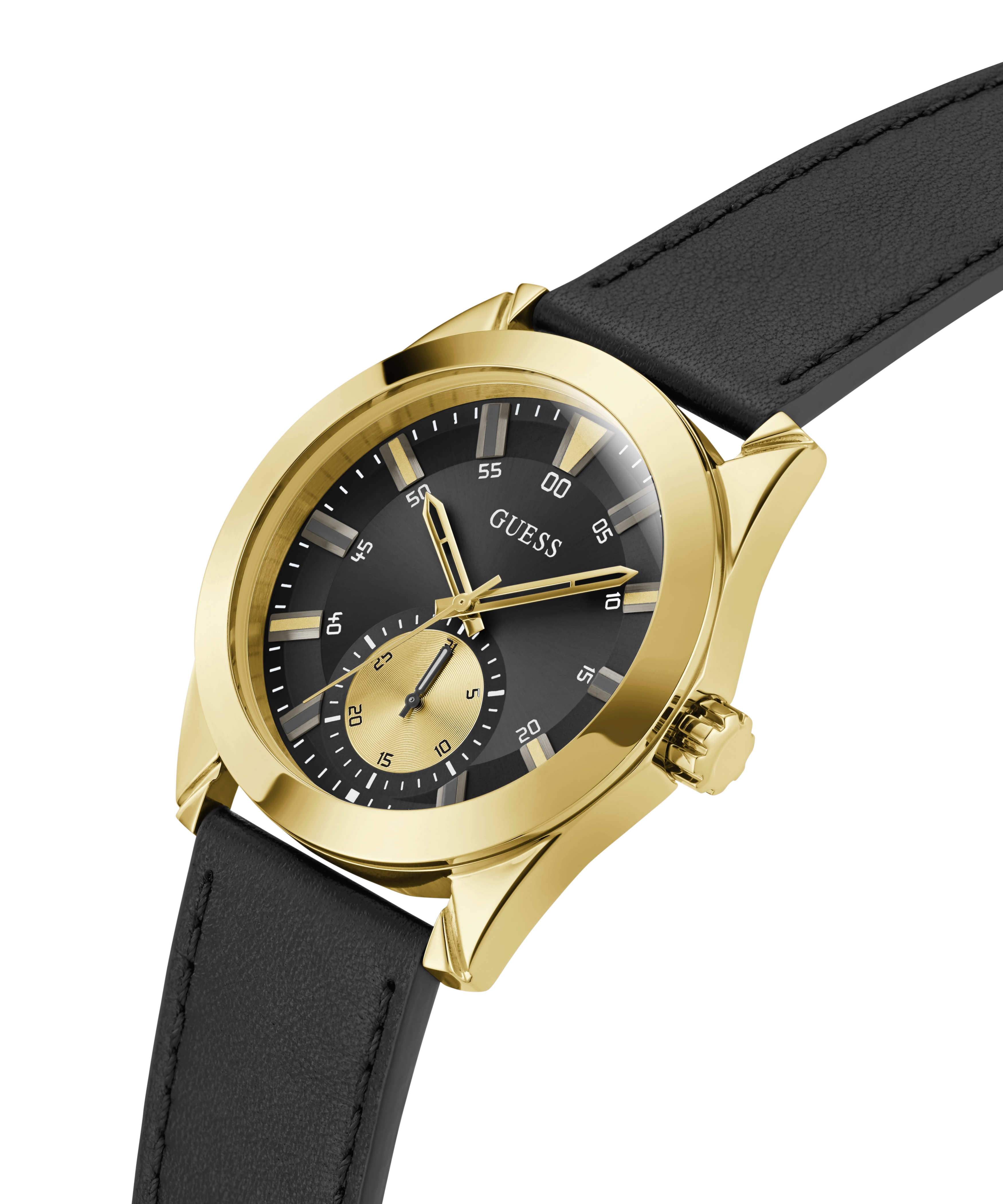 Guess Mens Black Gold Tone Multi-function Watch