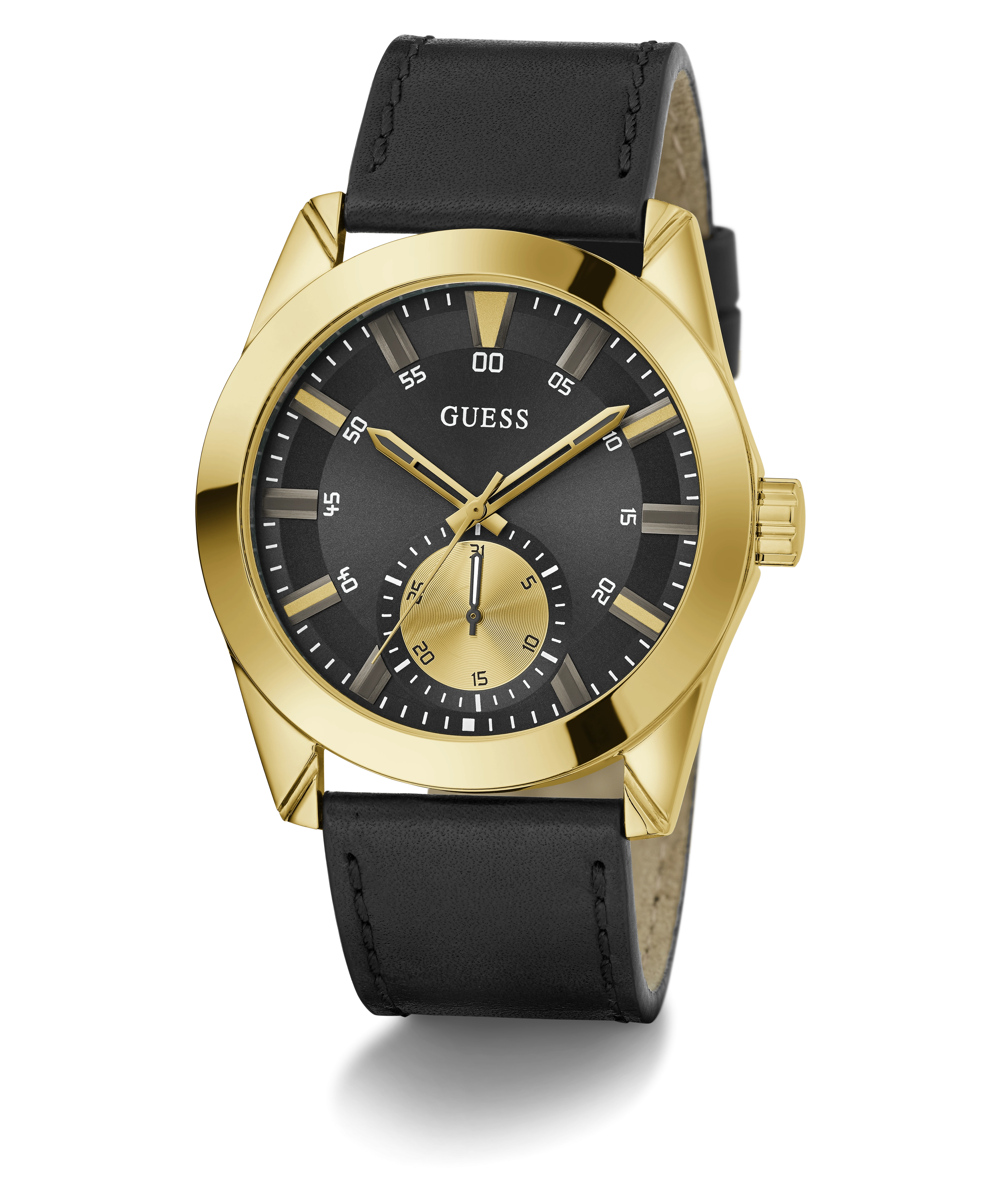 Guess Mens Black Gold Tone Multi-function Watch