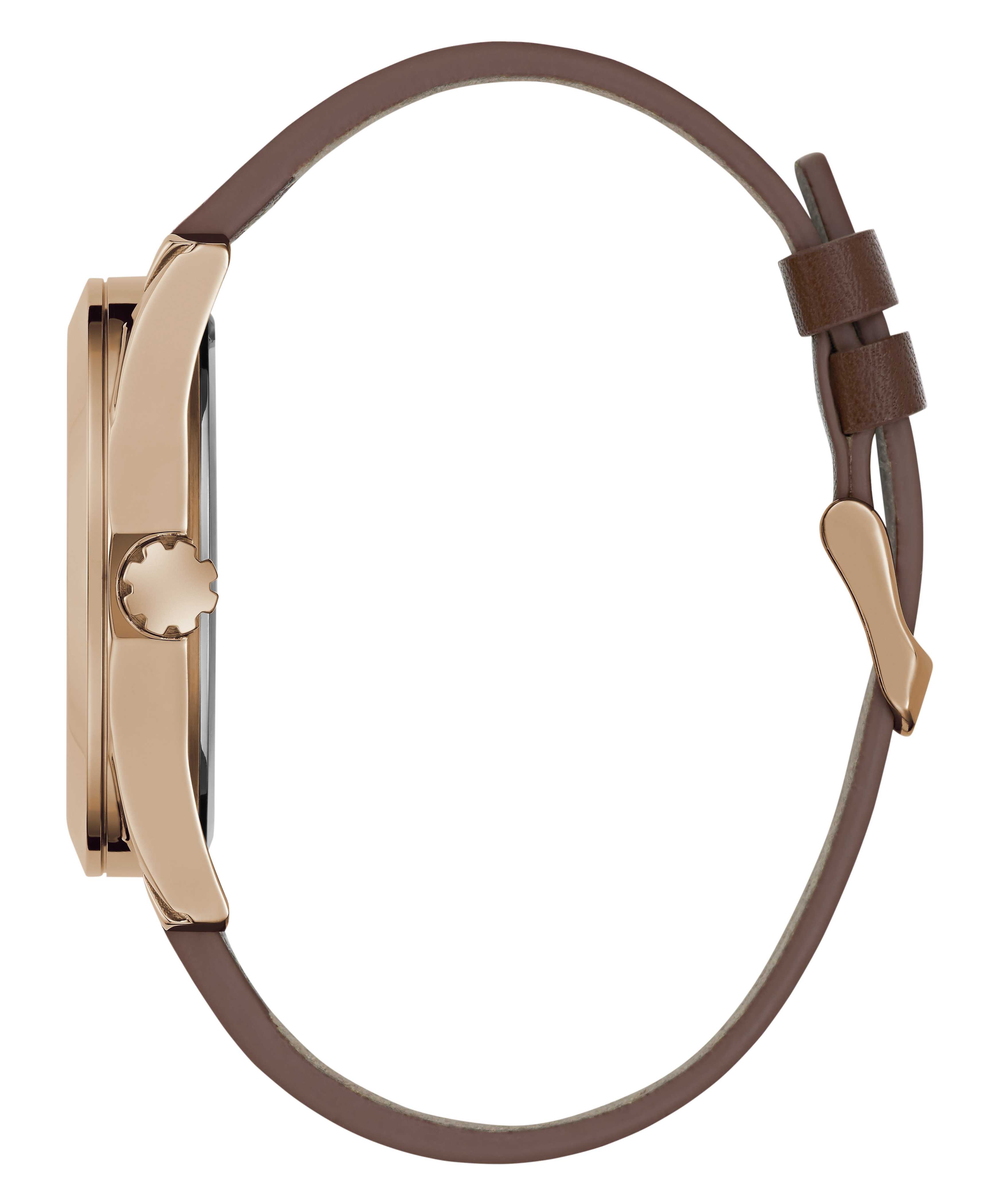 GUESS Mens Brown Rose Gold Tone Multi-function Watch