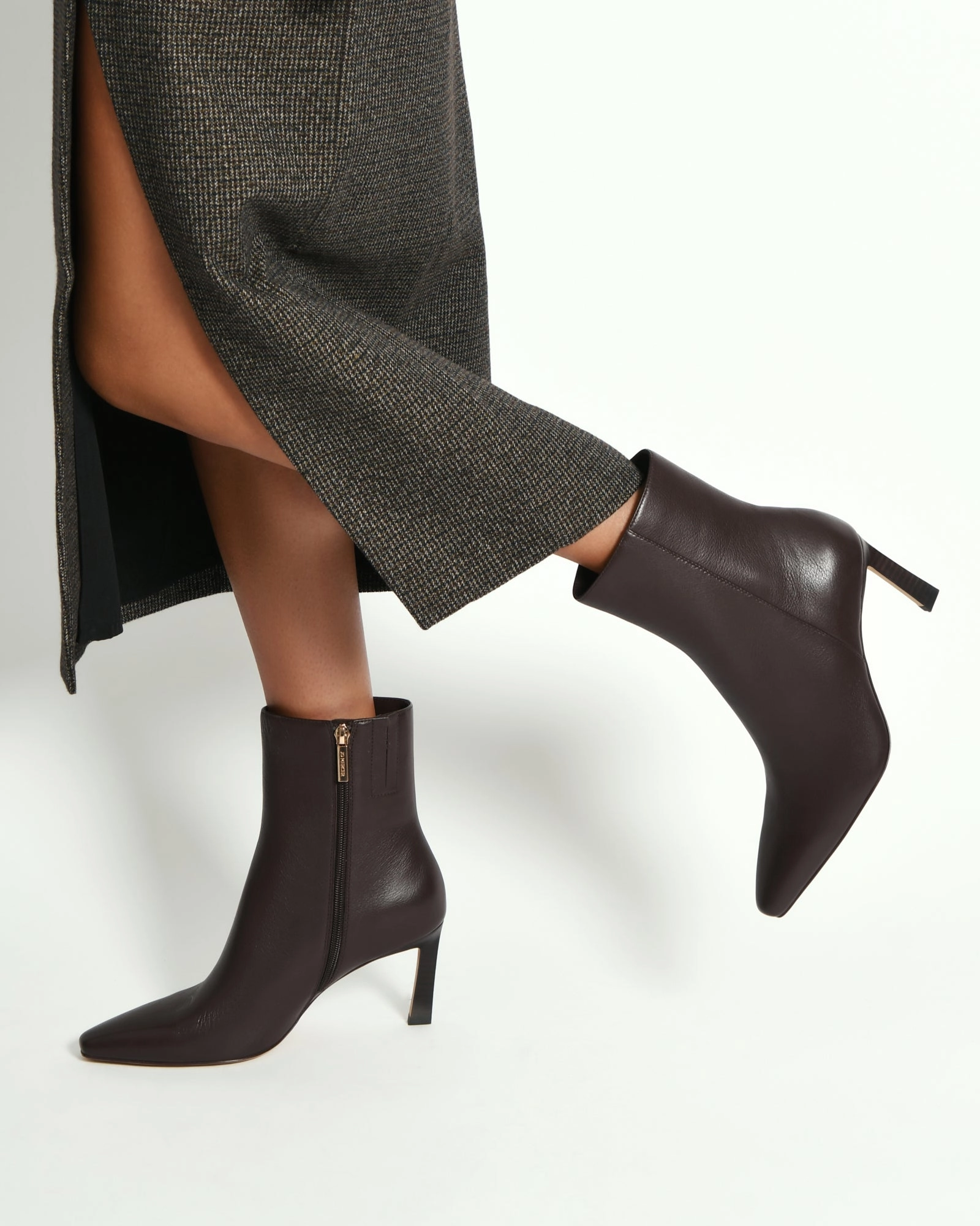 NESSIE MID ANKLE BOOTS BITTER CHOC LEATHER