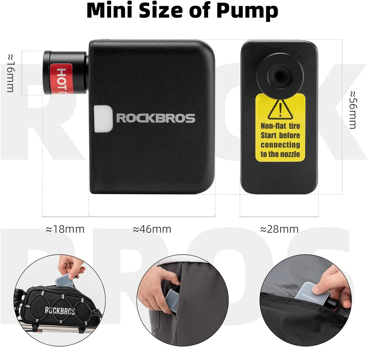 ROCKBROS AS1 Mini Electric Bike Tire Pump 100PSI