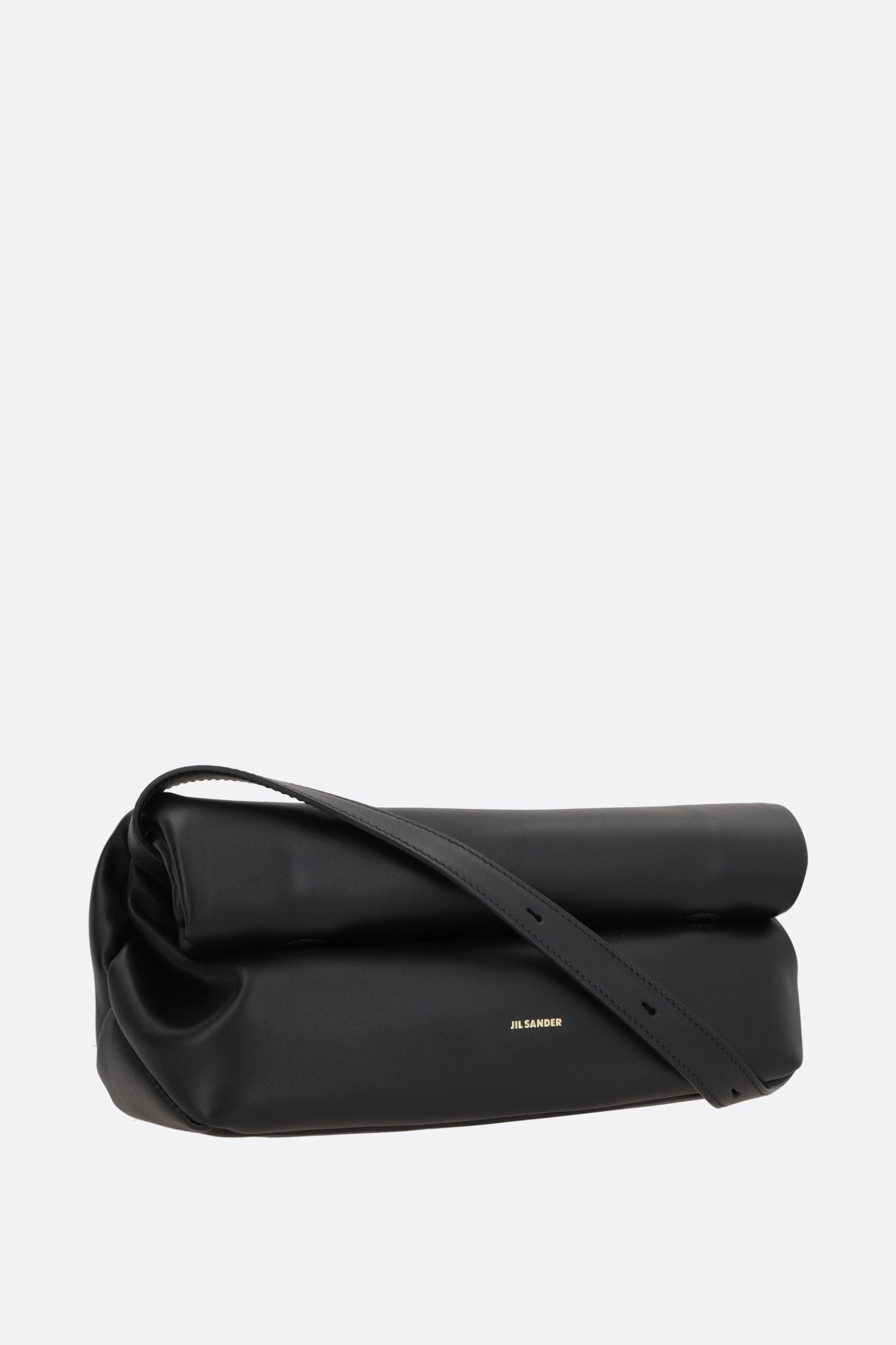 Rollup small smooth leather shoulder bag