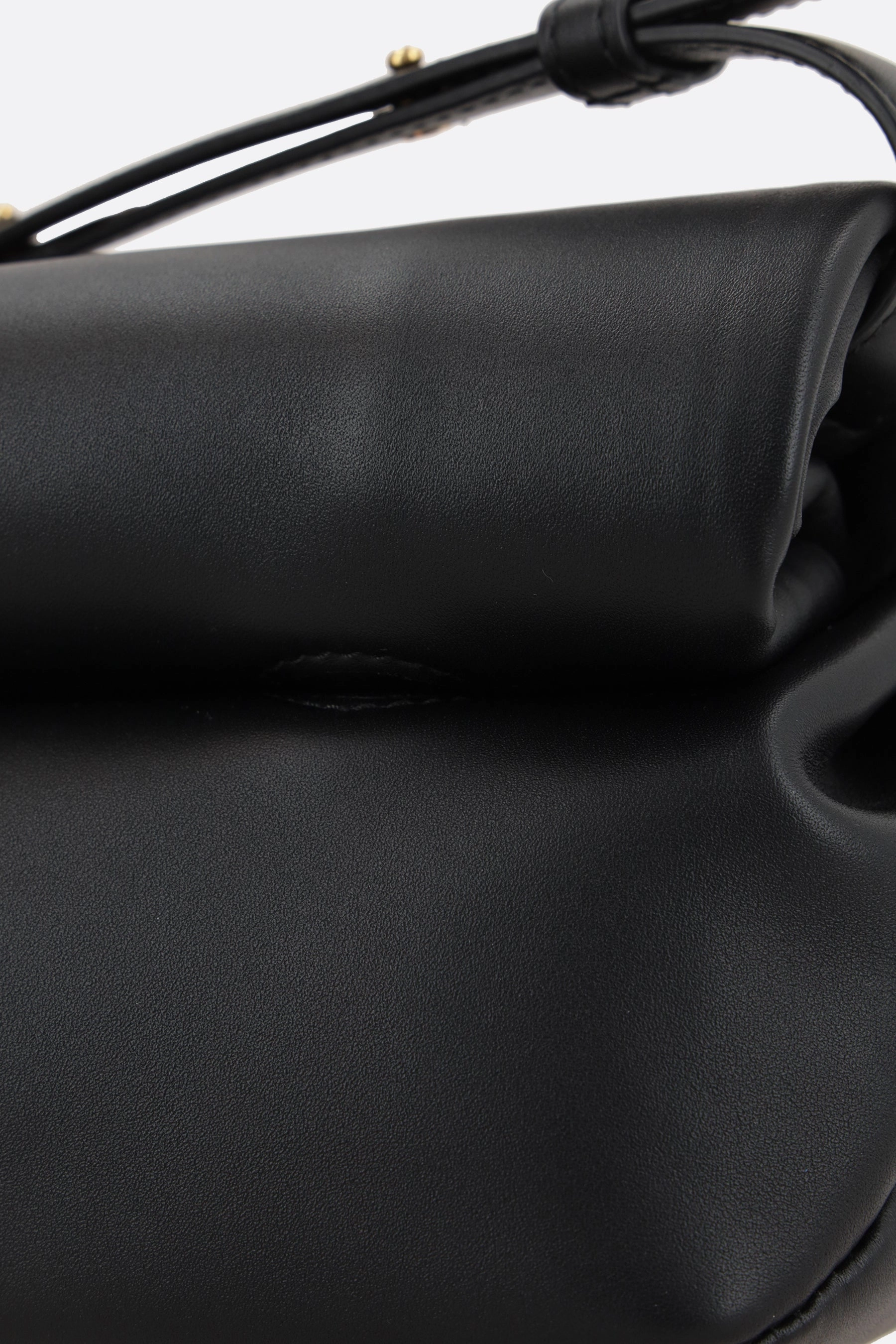 Rollup small smooth leather shoulder bag