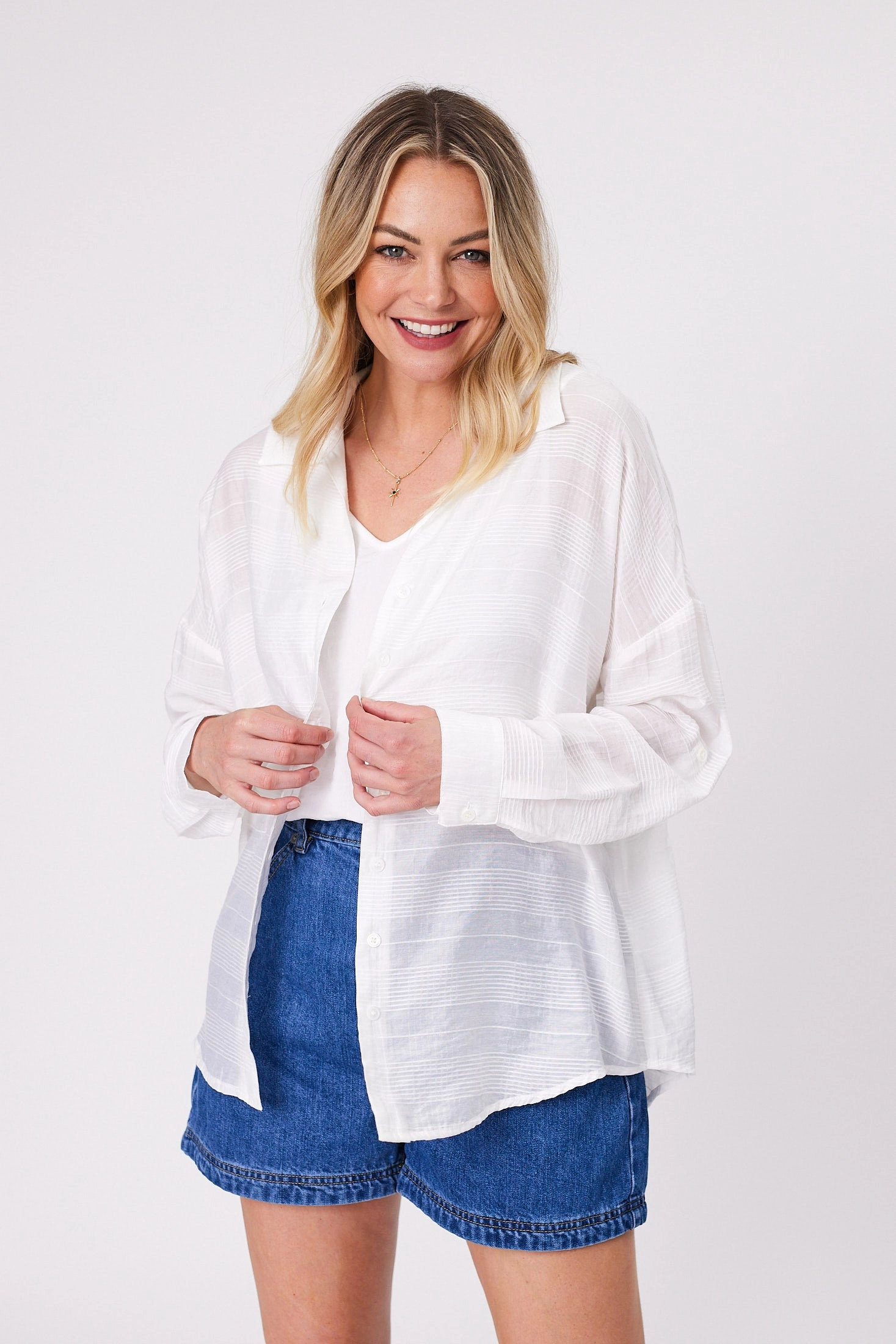 Shine On Label Zoe Self Check Shirt White