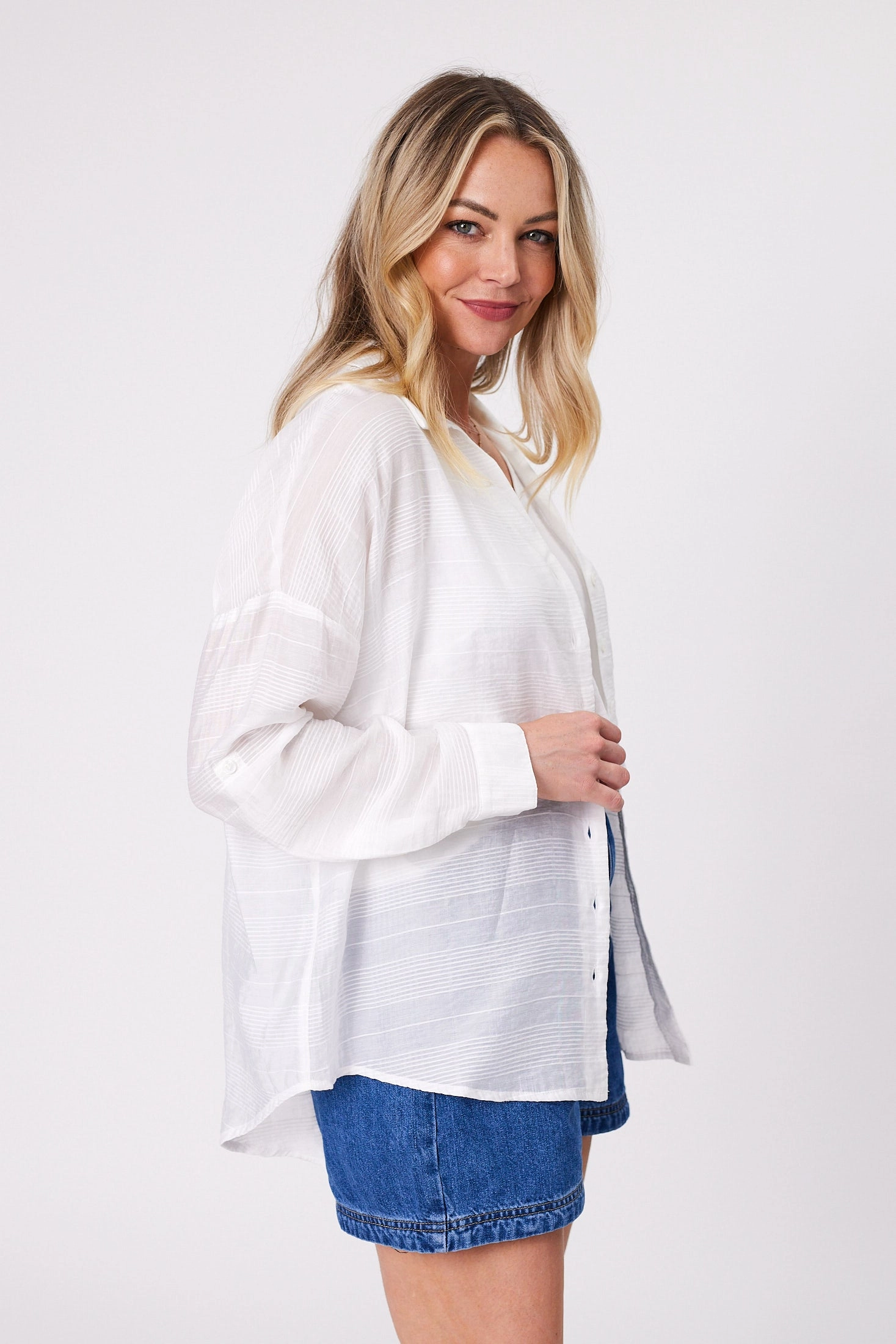 Shine On Label Zoe Self Check Shirt White