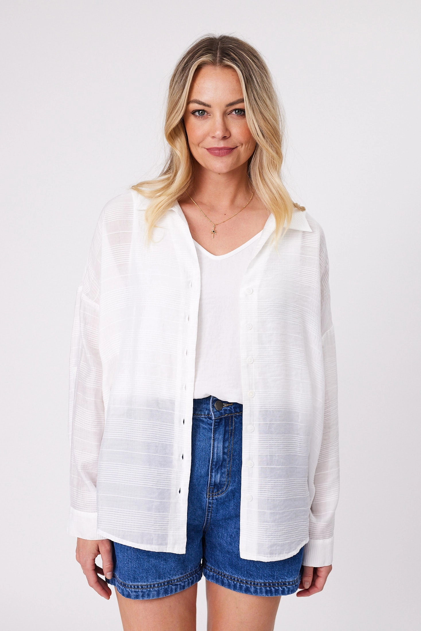 Shine On Label Zoe Self Check Shirt White