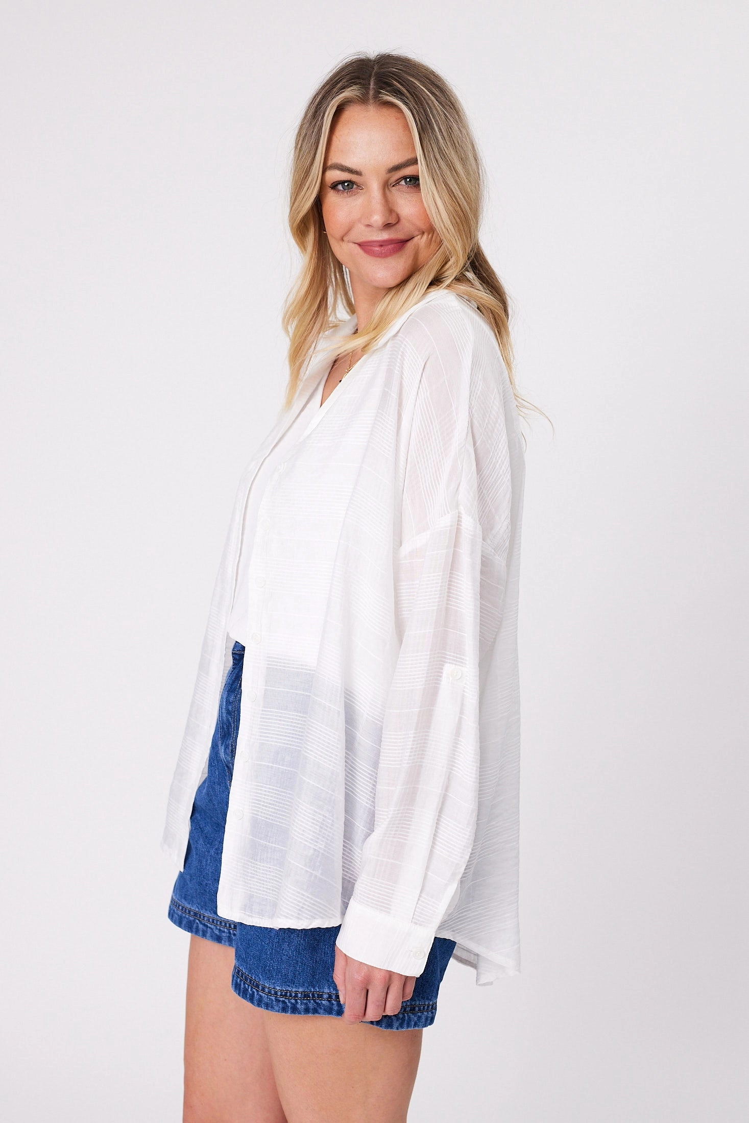 Shine On Label Zoe Self Check Shirt White