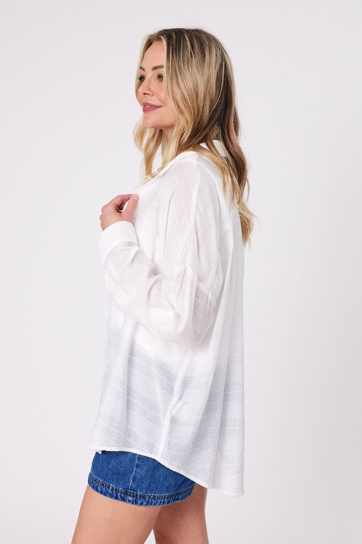 Shine On Label Zoe Self Check Shirt White