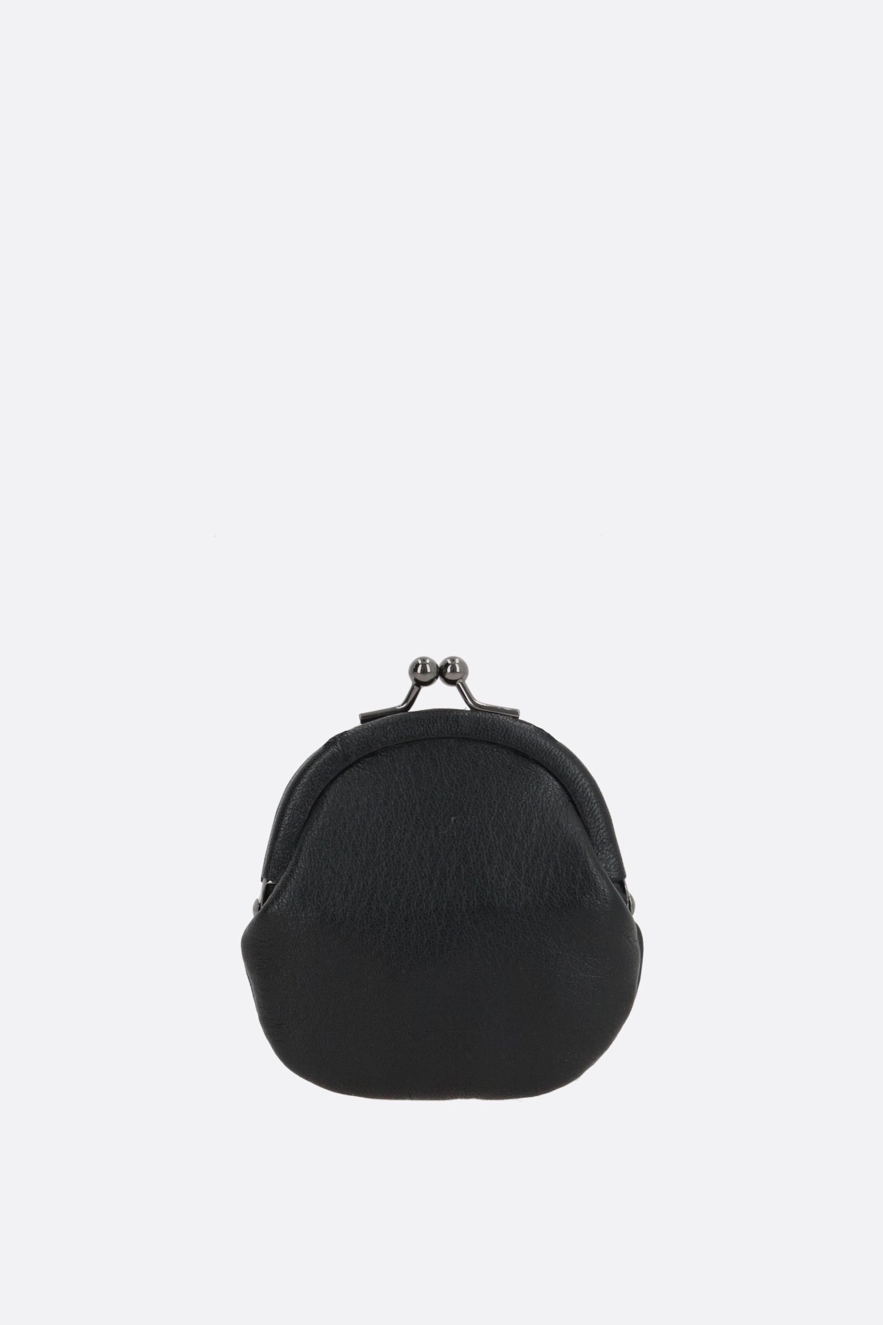 smooth leather coin purse with chain