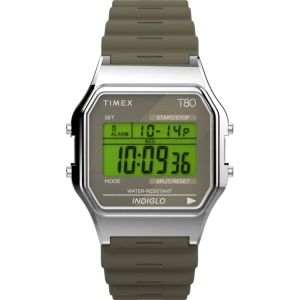 Timex Women's Watch - T80 Green Resin Strap Chronograph Digital Dial | TW2V41100YB