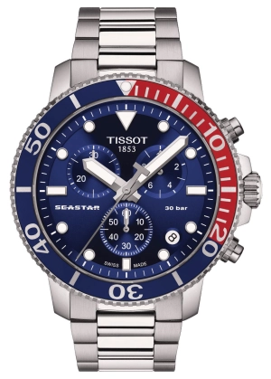 Tissot T-Sport Seastar 1000 Chronograph Stainless Steel Blue Dial Date Divers Quartz Mens Watch T120.417.11.041.03