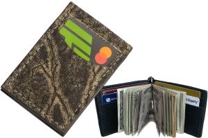 Tree Bark Elephant Bifold Slim Profile Wallet With Money Clip