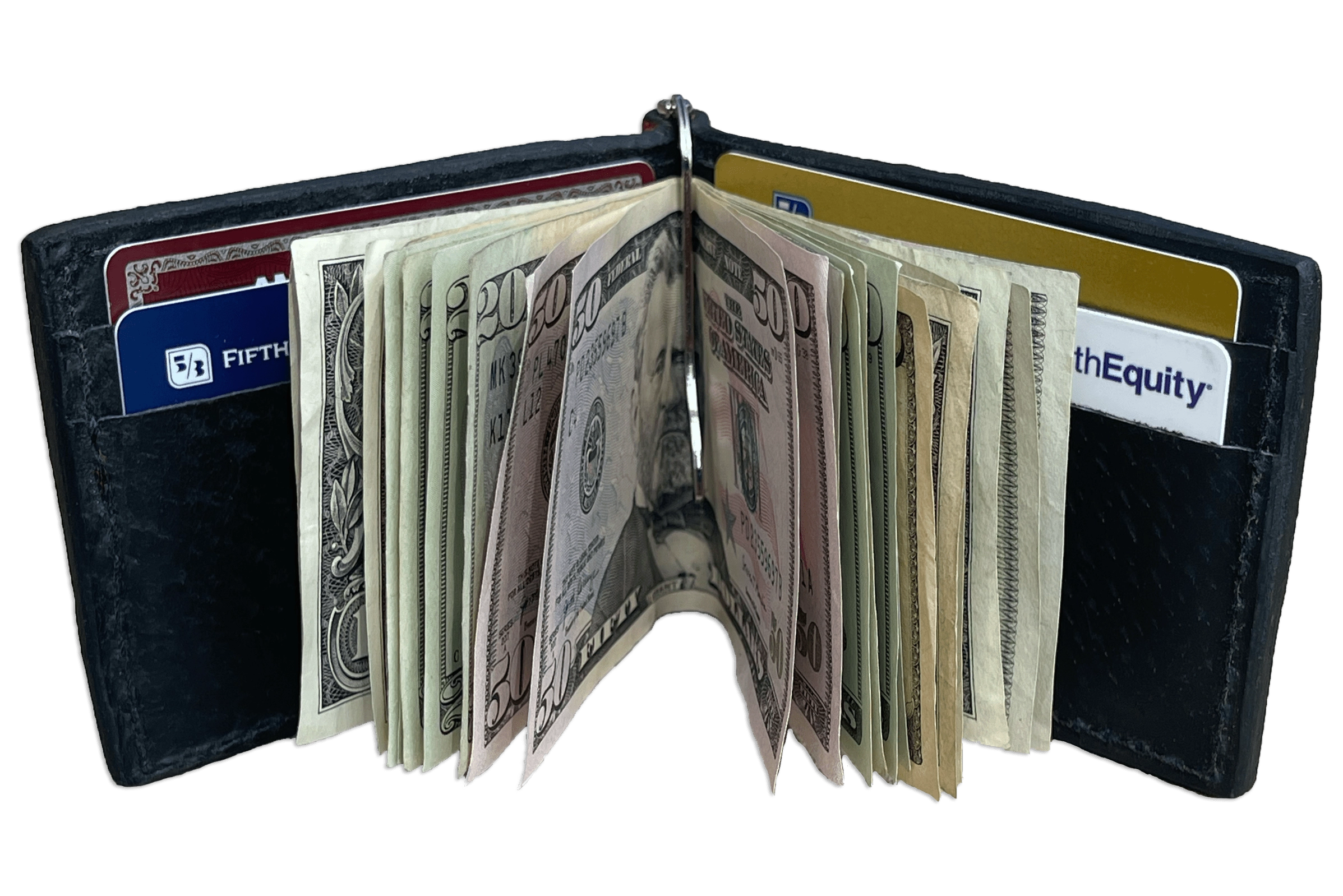 Tree Bark Elephant Bifold Slim Profile Wallet With Money Clip