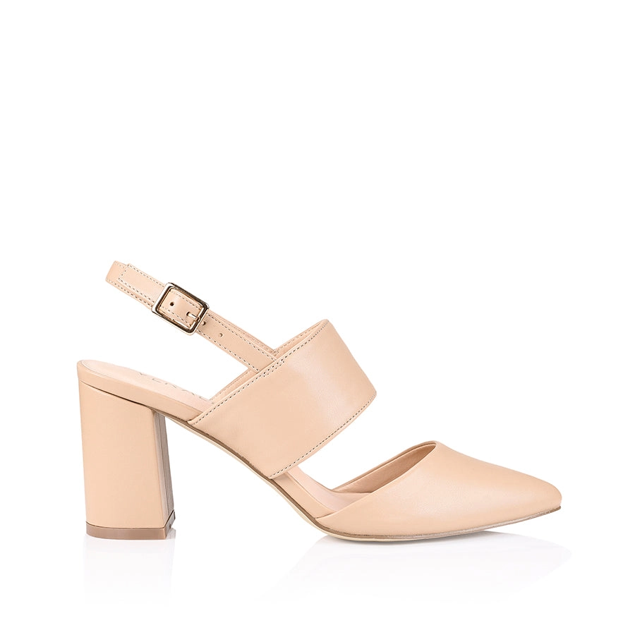 Verali Ena Closed Toe Block Heels Nude Smooth
