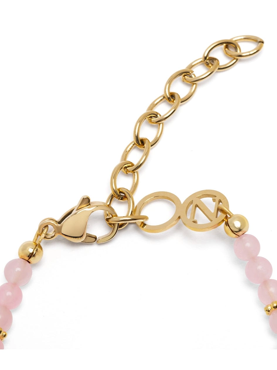 Women's Beaded Bracelet with Pink Opal and Mini Pearls